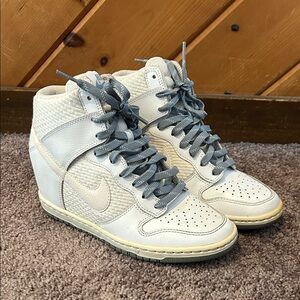 Nike Dunk Sky Hi Essential hidden wedge sneaker in gray and white
